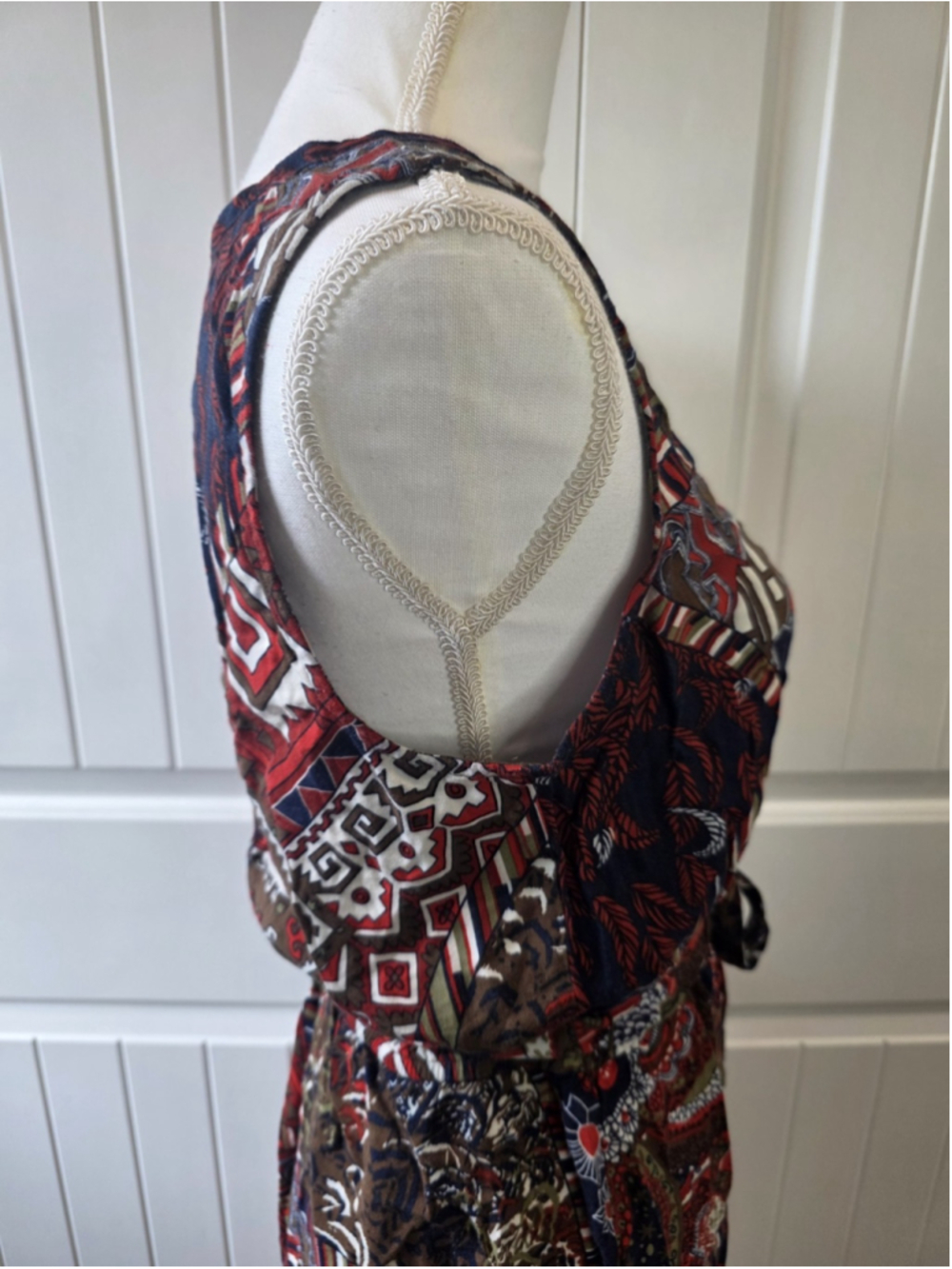 Lucky Brand NWT Patchwork Print Sleeveless Tie Waist Sz M Dress Boho Rayon - Picture 9 of 11